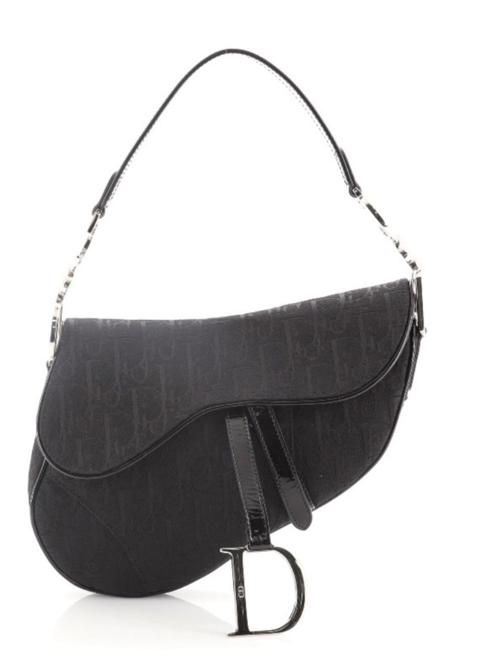 Rare Christian Dior Black Saddel Shoulder Bag